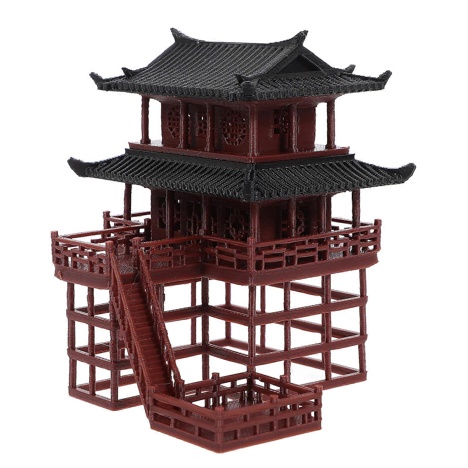Miniature Pavilion Model for Aquarium & Terrarium Landscaping – Traditional Bonsai Figurine, Ancient Architecture Design, Decorative Garden Accessory