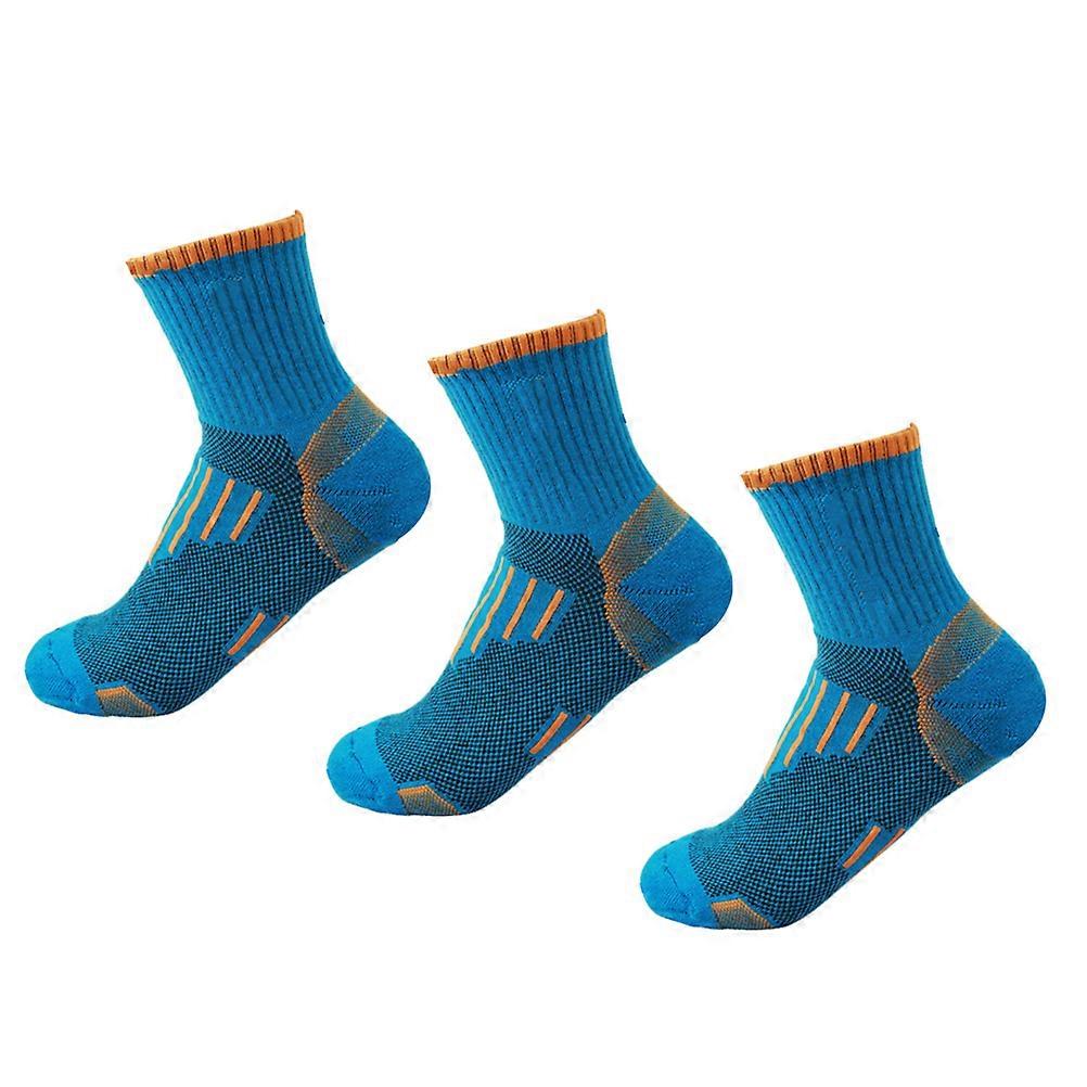 Blue Socks for Sports with Moisture Absorption and Breathable Material 3 Pair Size M 35-38