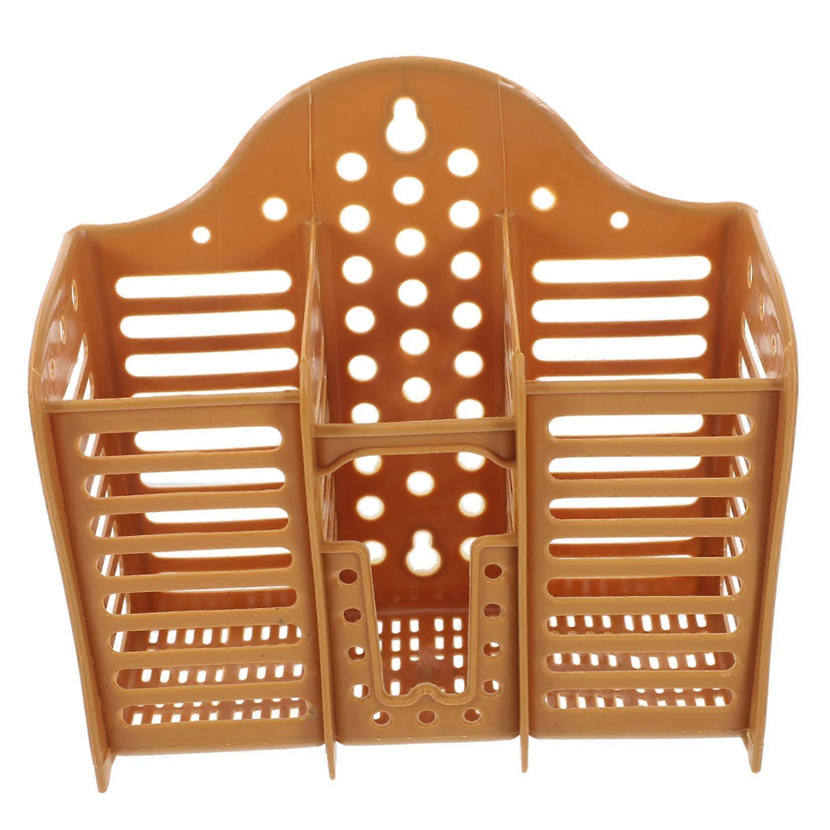 Wallmounted orange draining rack for chopsticks, spoons, forks spacesaving storage