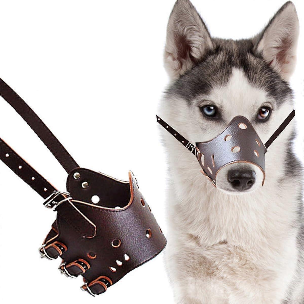 Leather Muzzle Size S, Breathable, Adjustable, Anti-Bark Dog Muzzle, Comfort Safe, Allows Drinking and Eating