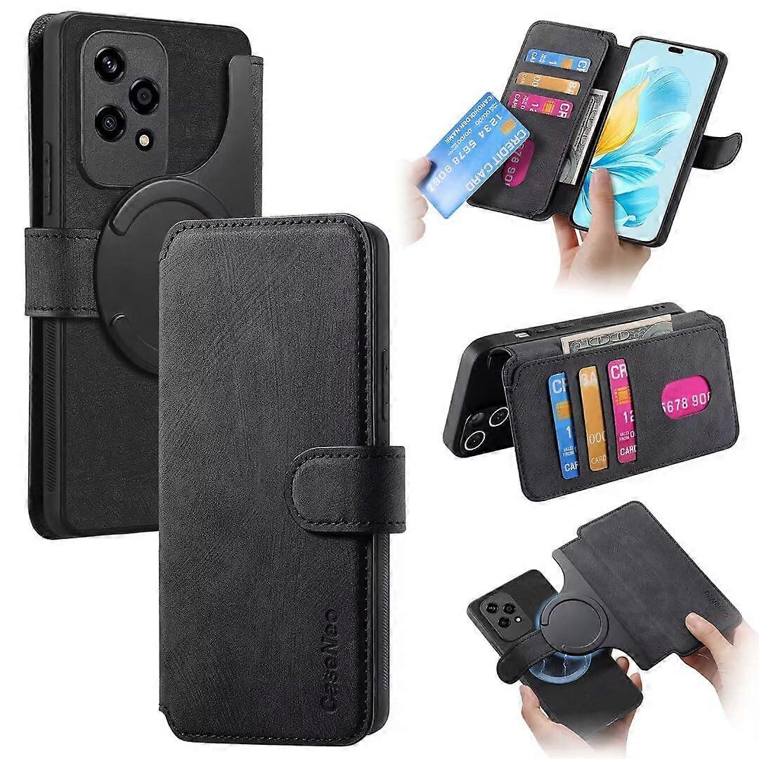 Leather Case for Google Pixel 9A - Premium Flip Book Case, Magnetic Closure, Card Slot, Stand Function, Black