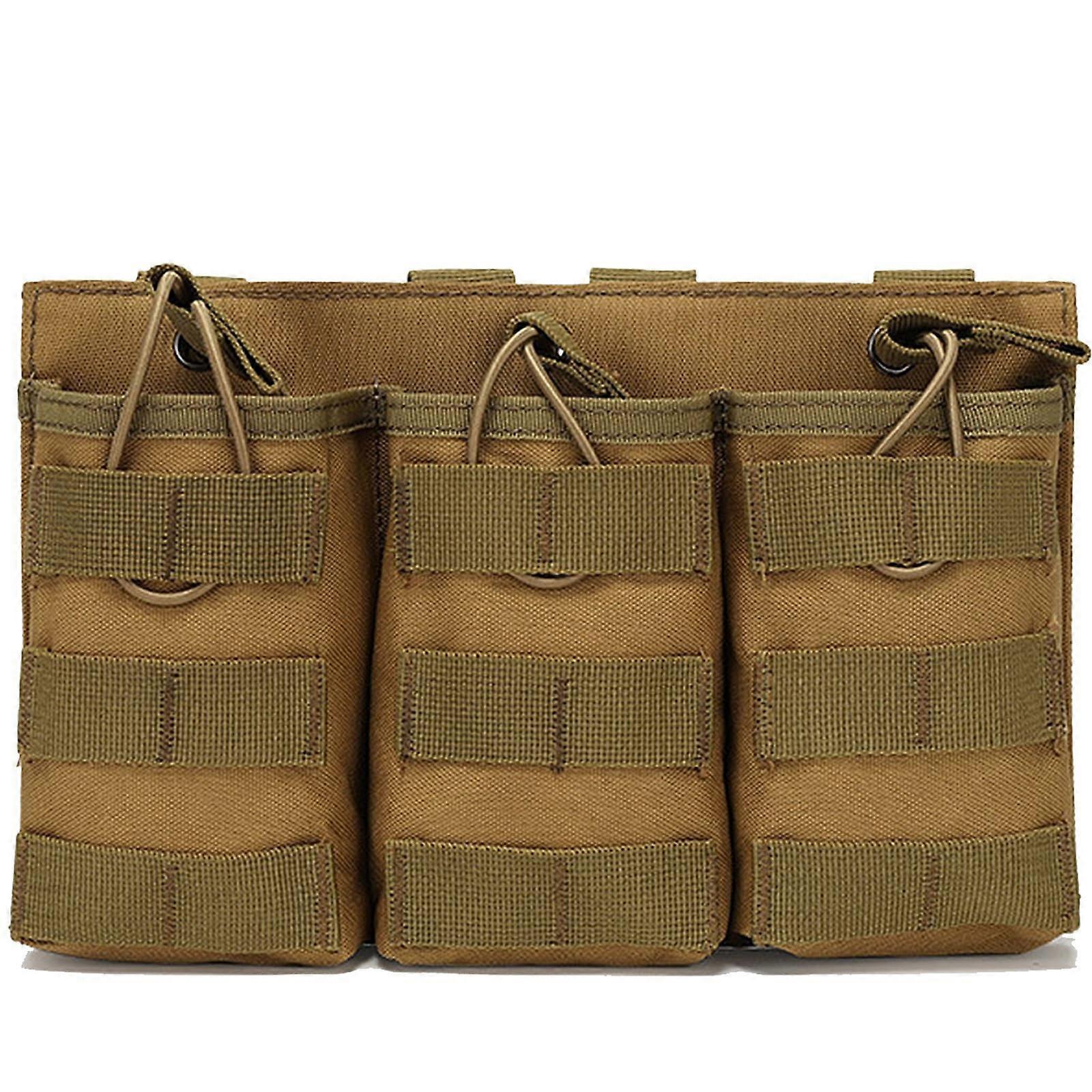 Tactical MOLLE triple magazine pouch made of nylon with open , 5.56 .223 rifle magazine holder, open MOLLE double/triple stacker