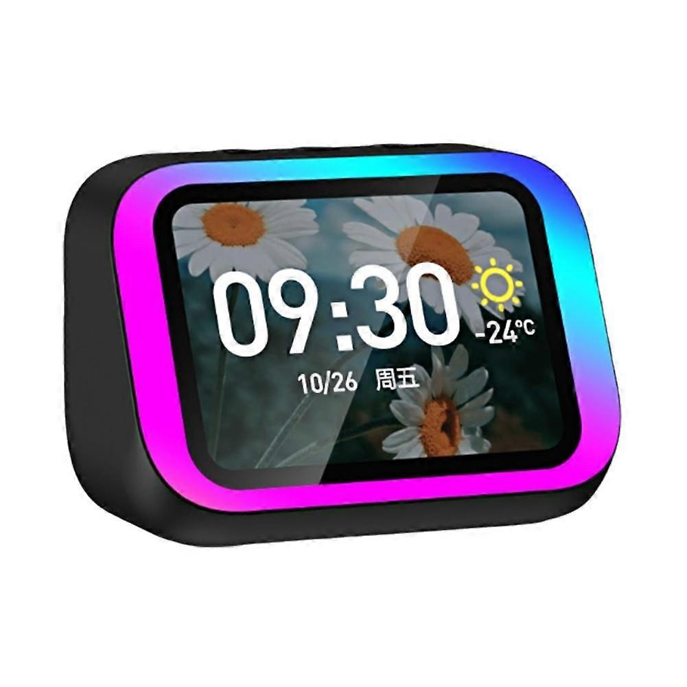 Smart Alarm Clock with Bluetooth Speaker AI Voice Assistant Large HD Display Custom Photo Album Weather Forecast Hands-Free Call Colorful Lights
