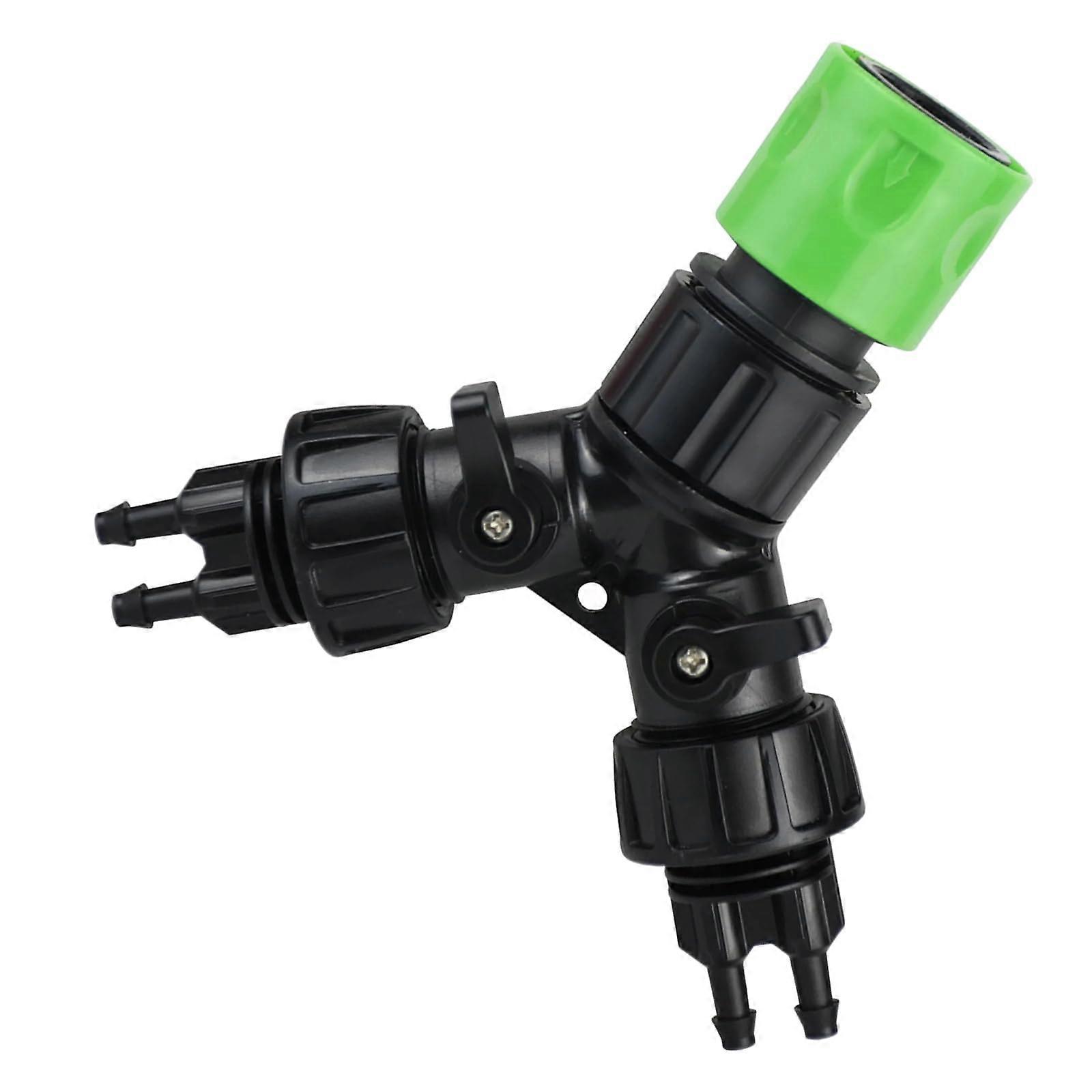 Double Channel Watering Systems Splitter with 2 Shutoff Valves and Quick Connection Ends for Garden Sprinkler Hoses