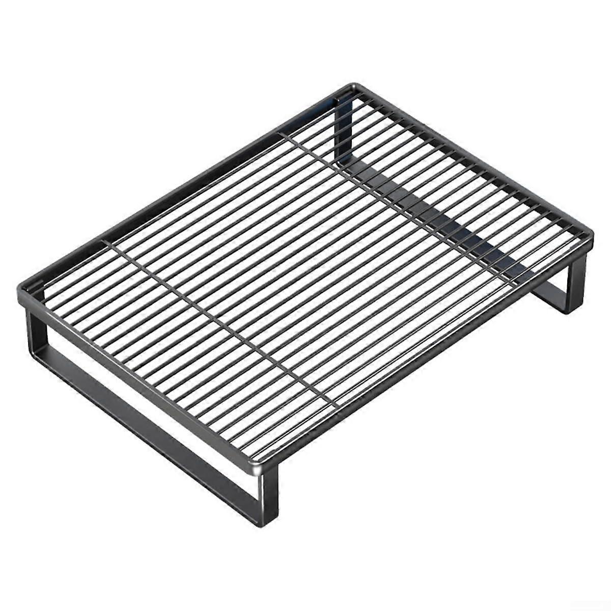 Functional Kitchen Stove Cover Holder and Microwave Oven Rack, Durable Black Metal Design for Daily Use and Space Saving