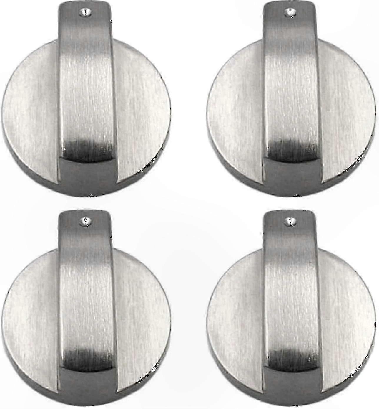 Silver-Colored Metal Gas Stove Knobs, 4-Pack, 6mm Size, Replacement Adjustment Knobs for Stoves and Ovens
