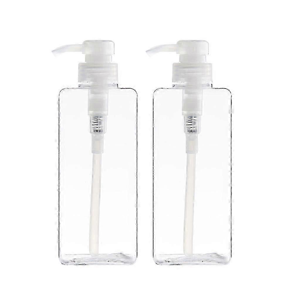 2pcs 280ml Refillable Square Spray Pump Bottles for Lotion, Shampoo, Soap