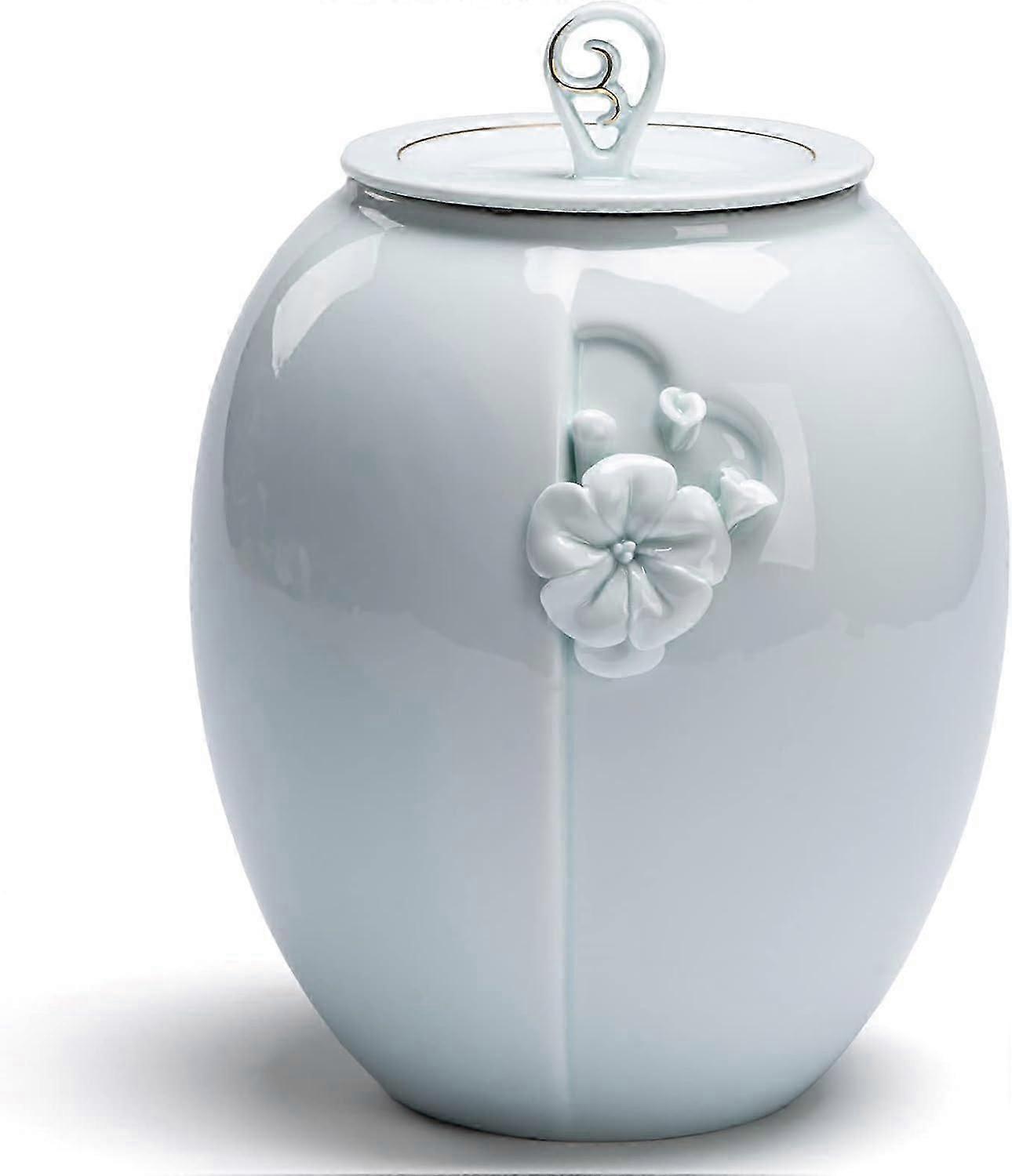 Ceramic Urn for Human or Pet Ashes, 2.4L, Green