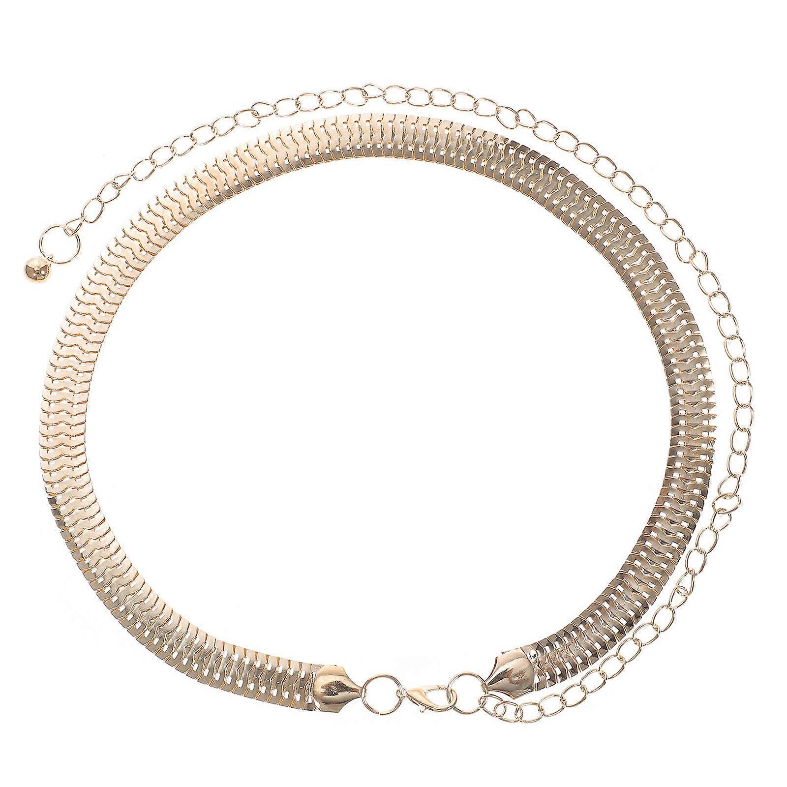 2pcs Adjustable Golden Metal Waist Belts for Lady Fashionable Tassels Accessories 115CM