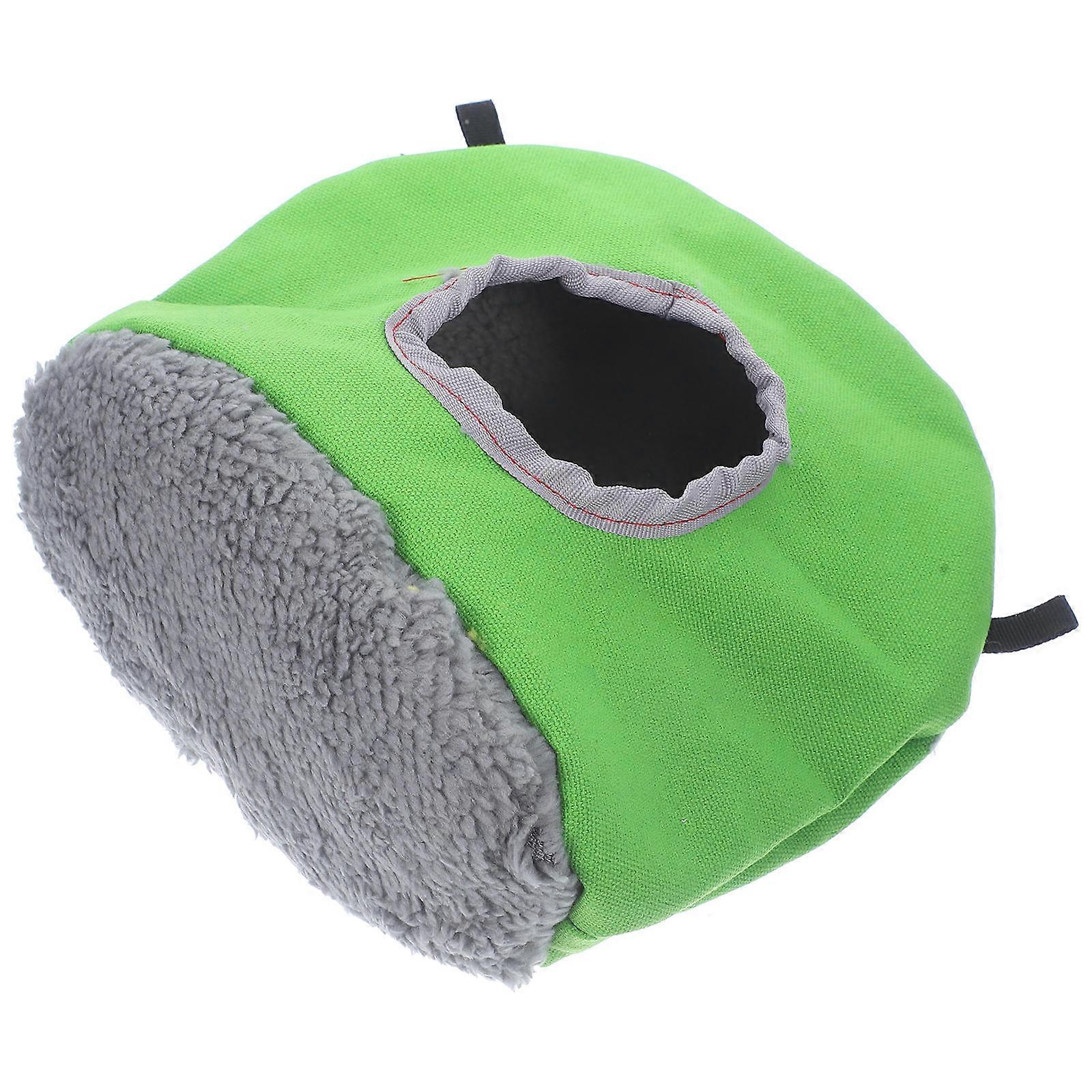 Bird Nest Bed Warm Nest for Parrots and Birds Indoor Use Green Cotton Hanging 1Set