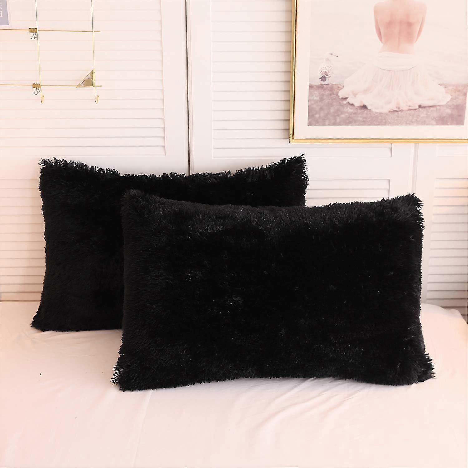 Faux Fur Throw Pillow Cases Plush Shaggy Ultra Soft Pillow Cover Fluffy Crystal