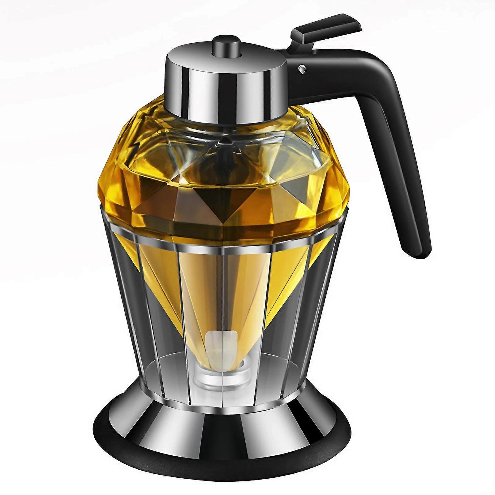 Honey Dispenser With Stand, Diamond Glass 200ml, Diamond Shape Syrup And Oil Dispenser For Sauces, Condiments, Sugar