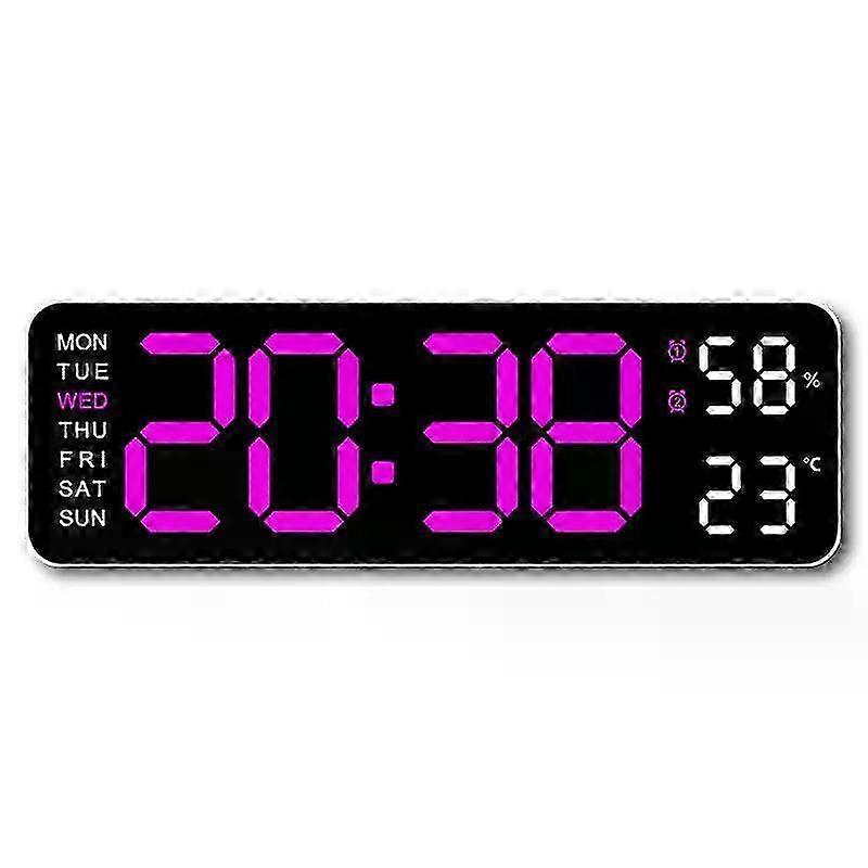 Large Digital Wall Clock with Temperature, Date, Week Display and Dual Alarms - Remote Control and Memory Function