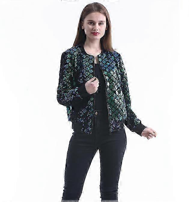 Womens Sequin Jacket Plus Size Sparkle Long Sleeve Jackets