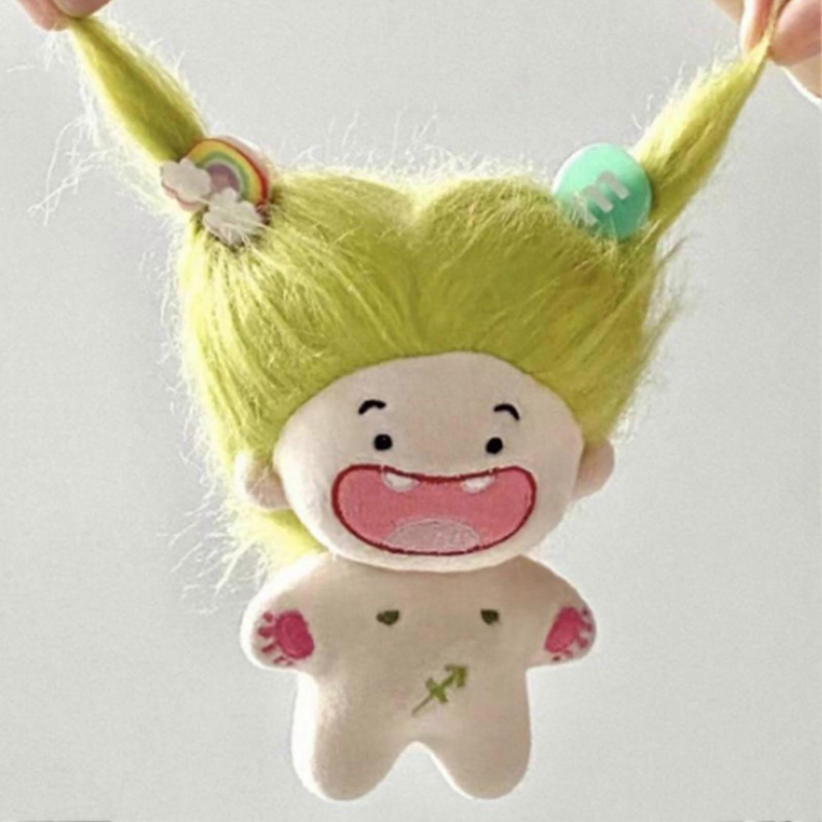 Niedliches grünes Plüschpuppenspielzeug Set Weiche PP Baumwolle klein gefüllt