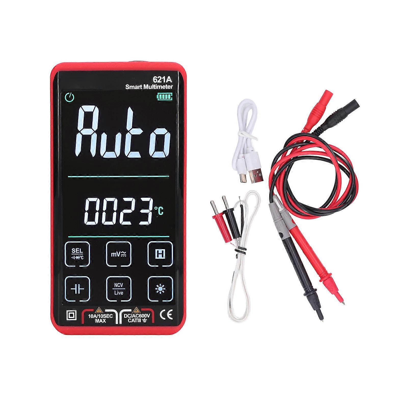 Smart Digital Multimeter Kit, Touch Screen, Rechargeable, Large Screen, High Precision, Automatic Fire Prevention Tester, Red