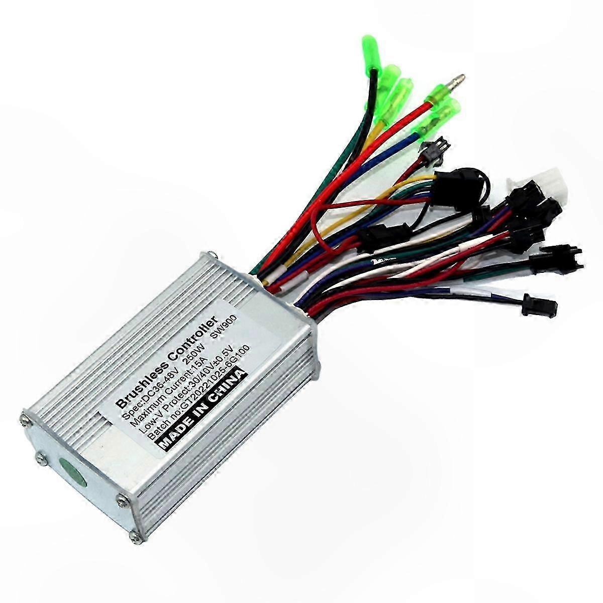 Electric Bicycle Brushless DC Controller for 36V/48V Lithium Battery with 250W/350W and 15A Support