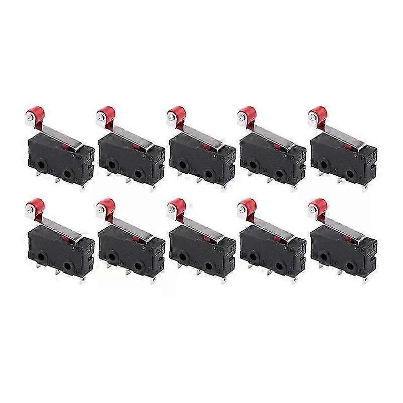 10Pcs Micro-Roller Lever Arm Open Close Limit Switch Kw12-3 Pcb Microswitch