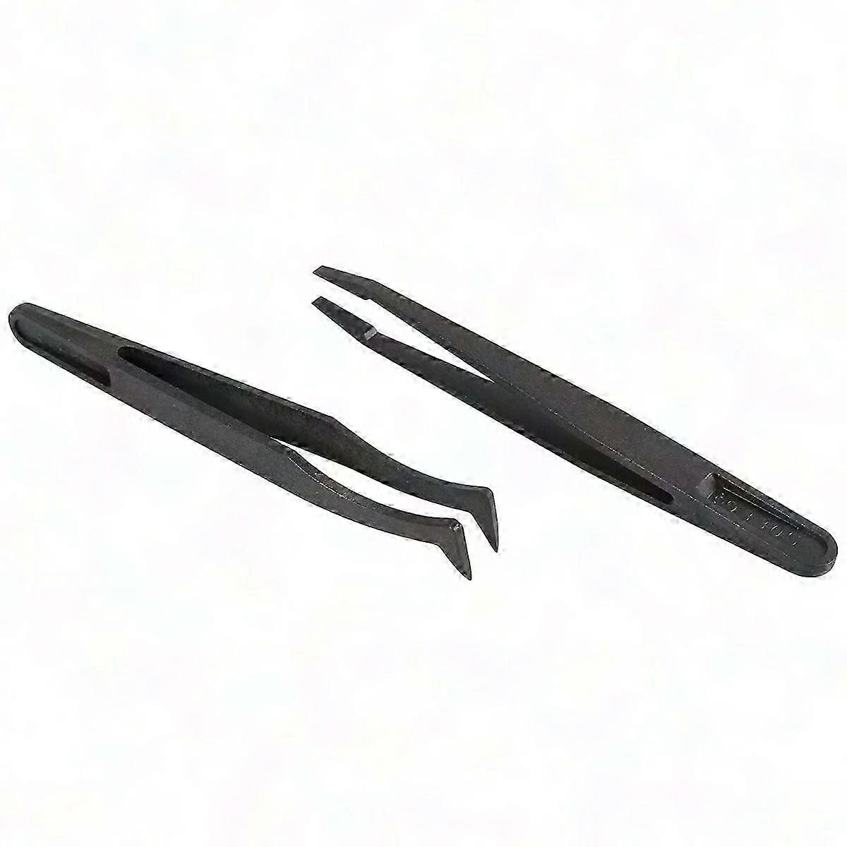 6PCS Anti Static Plastic Tweezers Set, Sizes 1/2/3/5/6/8, Black Precision Tools