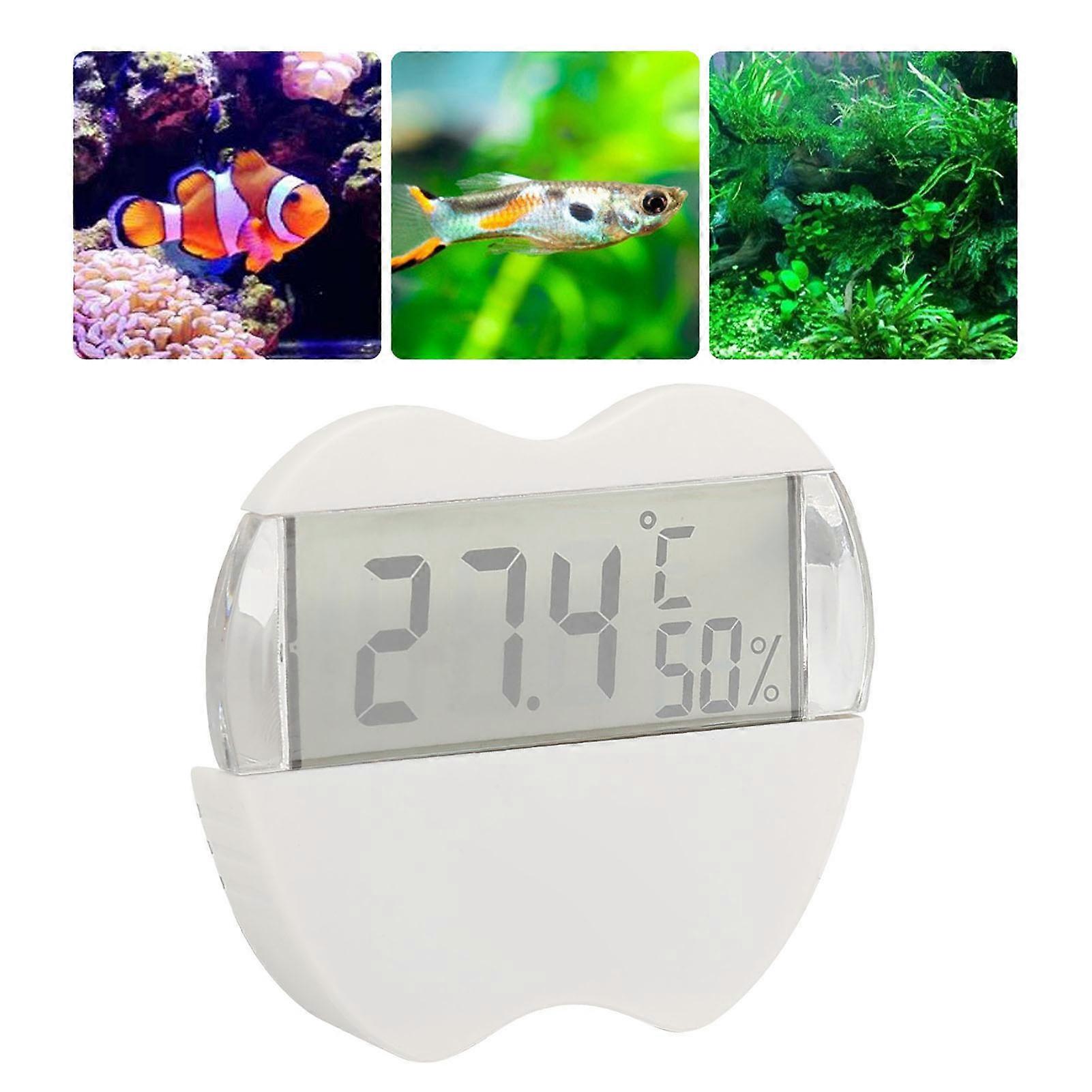 External Dual Display Hygrometer Thermometer for Aquarium 0-70℃ White