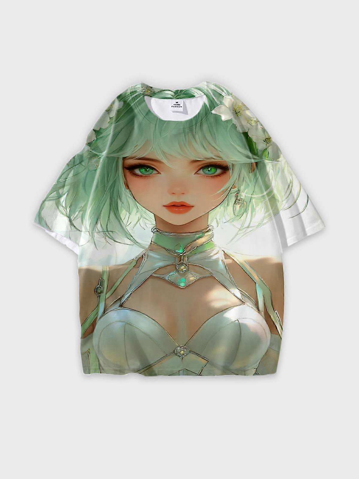 T-Shirt Short Sleeve Round Neck, Summer Casual Loose Graphic Tee, Unisex Pattern W2076