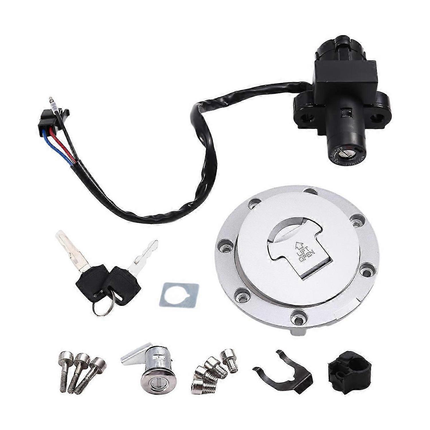 Motorcycle Fuel Cap Ignition Switch Seat Lock with Key Kit for