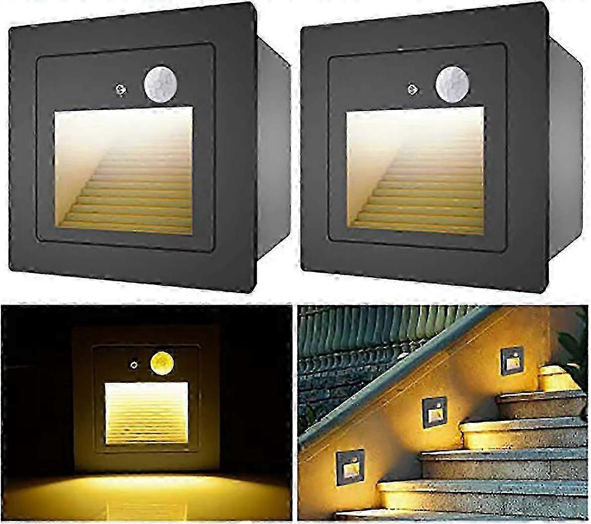 2-Pack 3W Wall-Mounted Stairway Lights with Motion Sensor LED Step Lighting Indoor/Outdoor Use Wall-Mounted Garden Lighting 2025