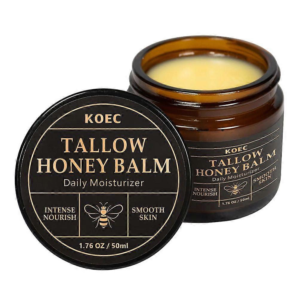 Organic Grass-Fed Beef Tallow Balm with Raw Honey - Moisturizing Cream for Soft, Smooth Skin - Handmade All-Natural Moisturizer