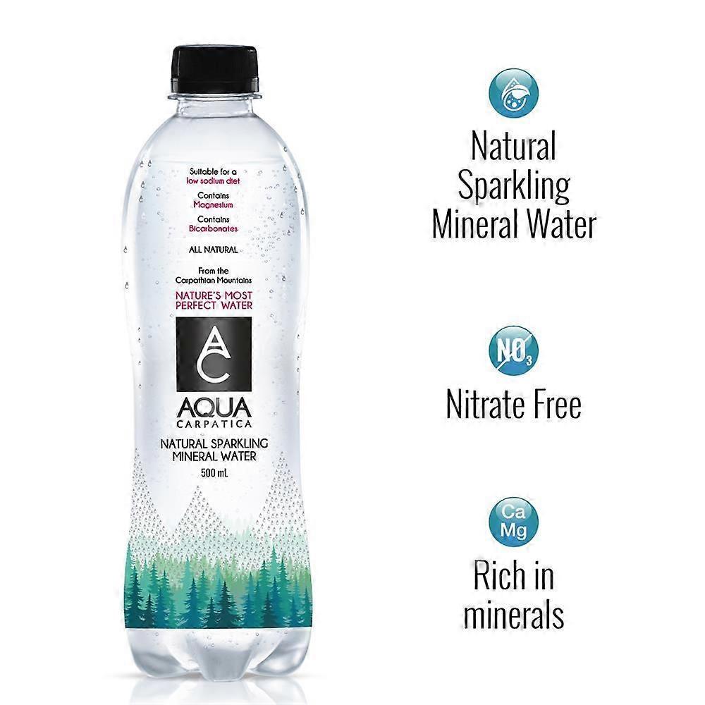 AQUA Carpatica Sparkling Mineral Water 500ml PET Nitrate Free - 12 Pack