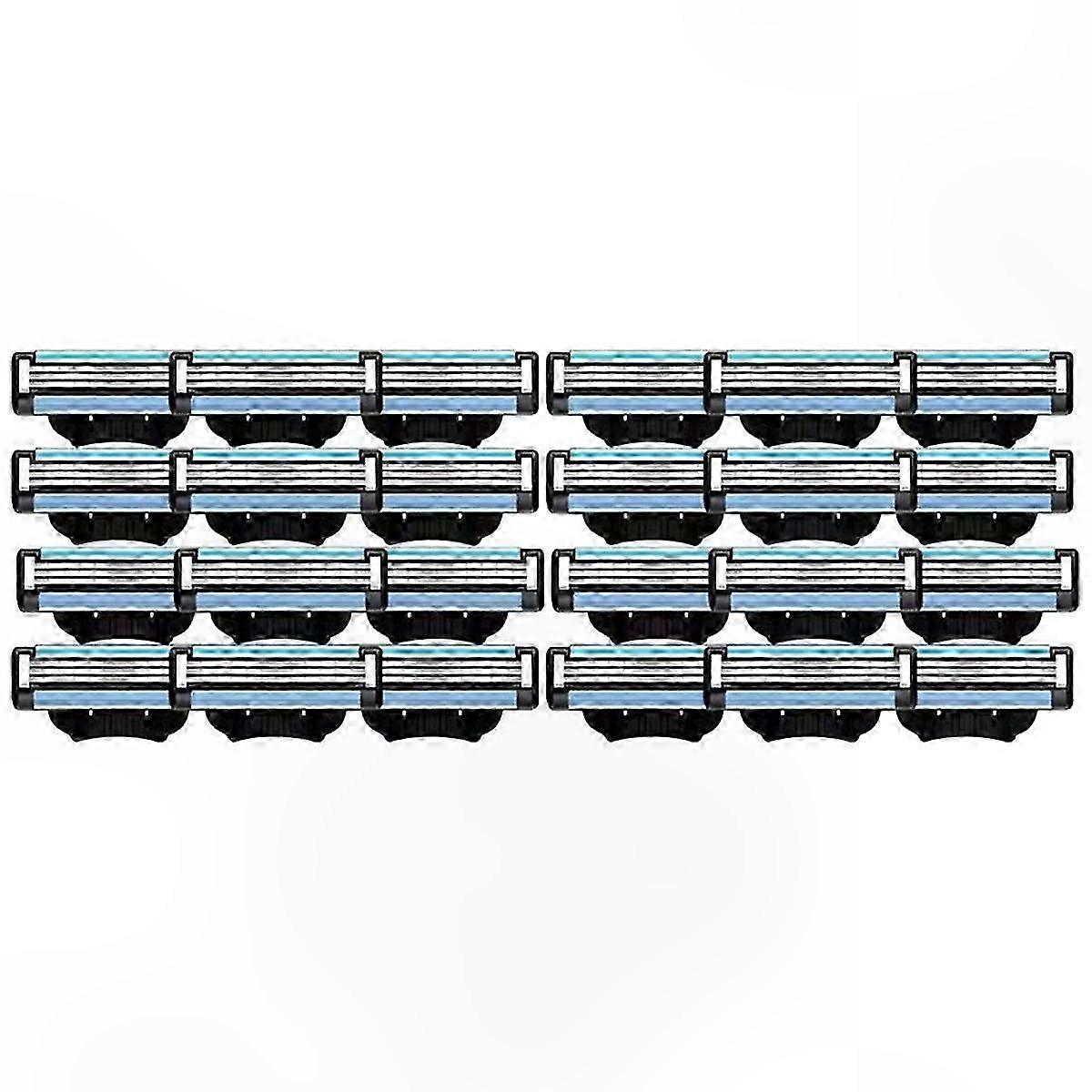 24-Pack Replaceable Razor Blade Refills, Manual 3-Blade Cartridges for Mens Shaving Needs