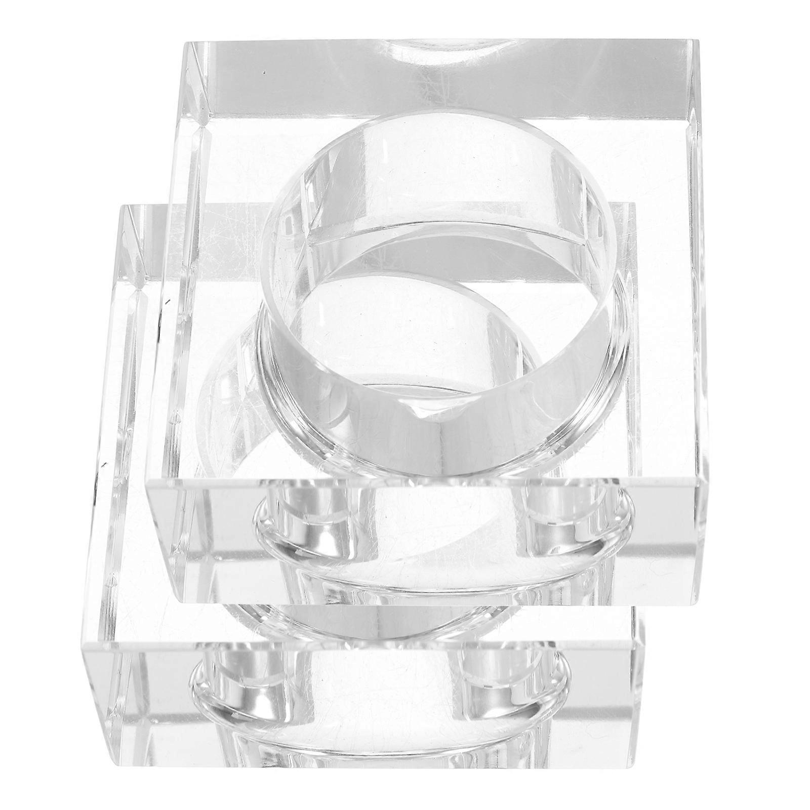 Clear Napkin Holder Crystal Elegant Design For Dining Experience Circular Shape 2Pcs