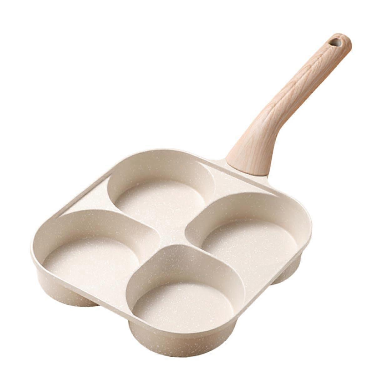 Nonstick Deep Frying Pan Egg Burgers Japanese Style Breakfast Skillet Beige Color Induction Compatible