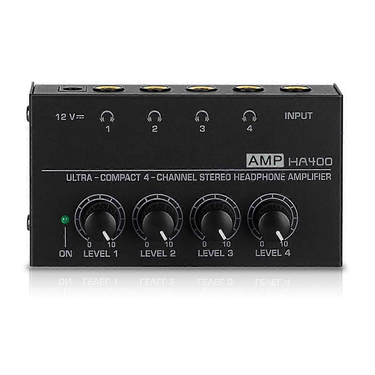HA400 Mini-Verstärker Kopfhörerverstärker 4 Kanäle Ultra-kompakter Stereo-Audio-Verstärker Kopfhörerverstärker EU-Stecker