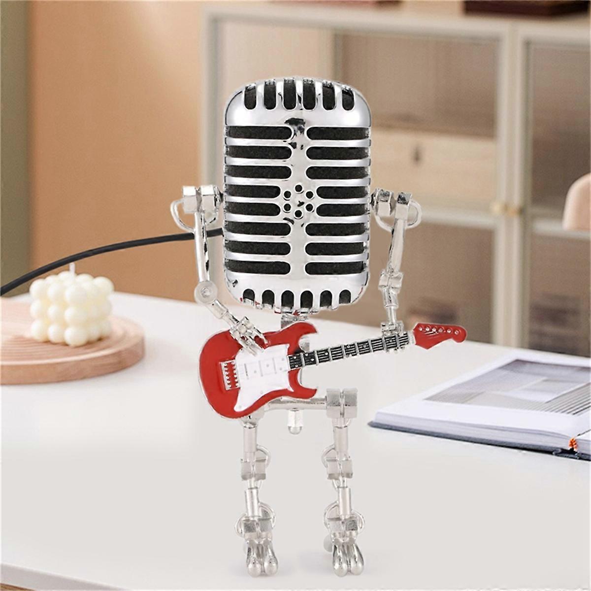 2pc Mic Rockbot,Vintage Microphone Robot Desk Lamp