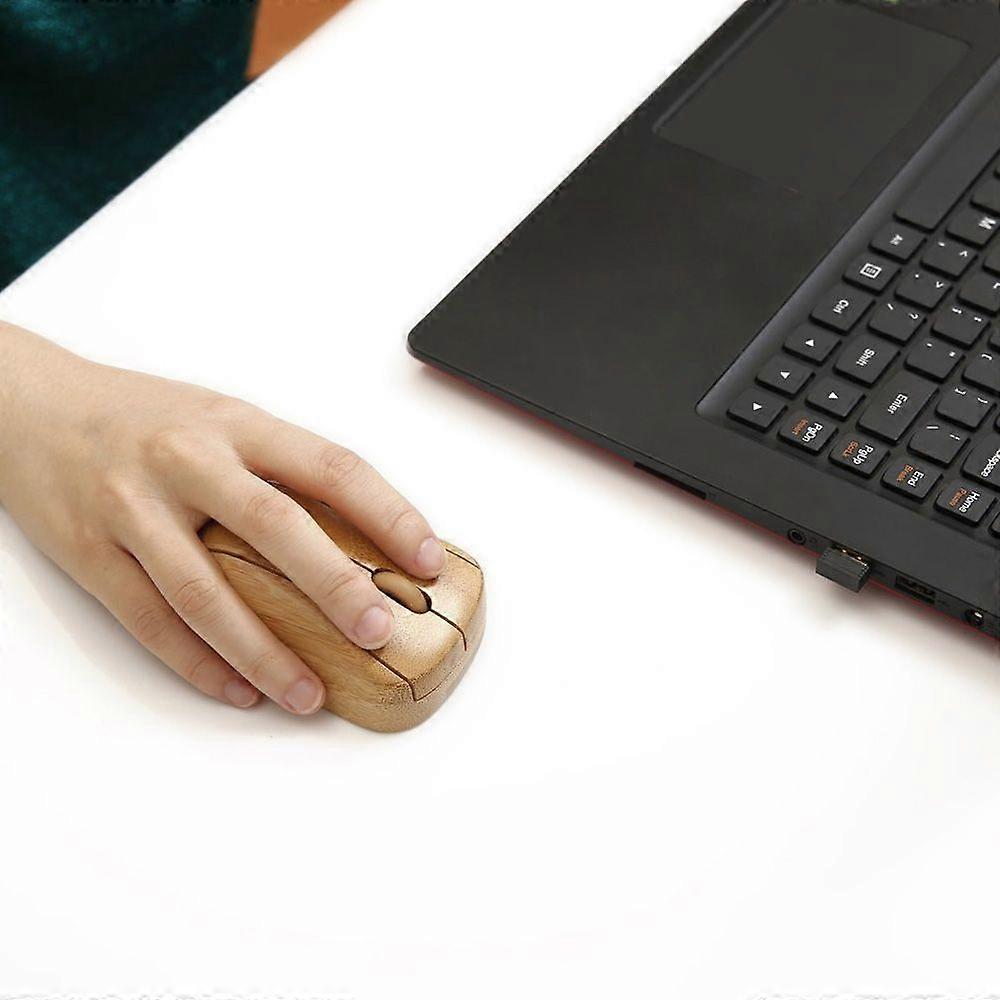 2.4G Wireless Optical Bamboo Mouse 3 Adjustable movement speed Computer Mouse with USB Receiver for Notebook PC Laptop Computer Yellow
