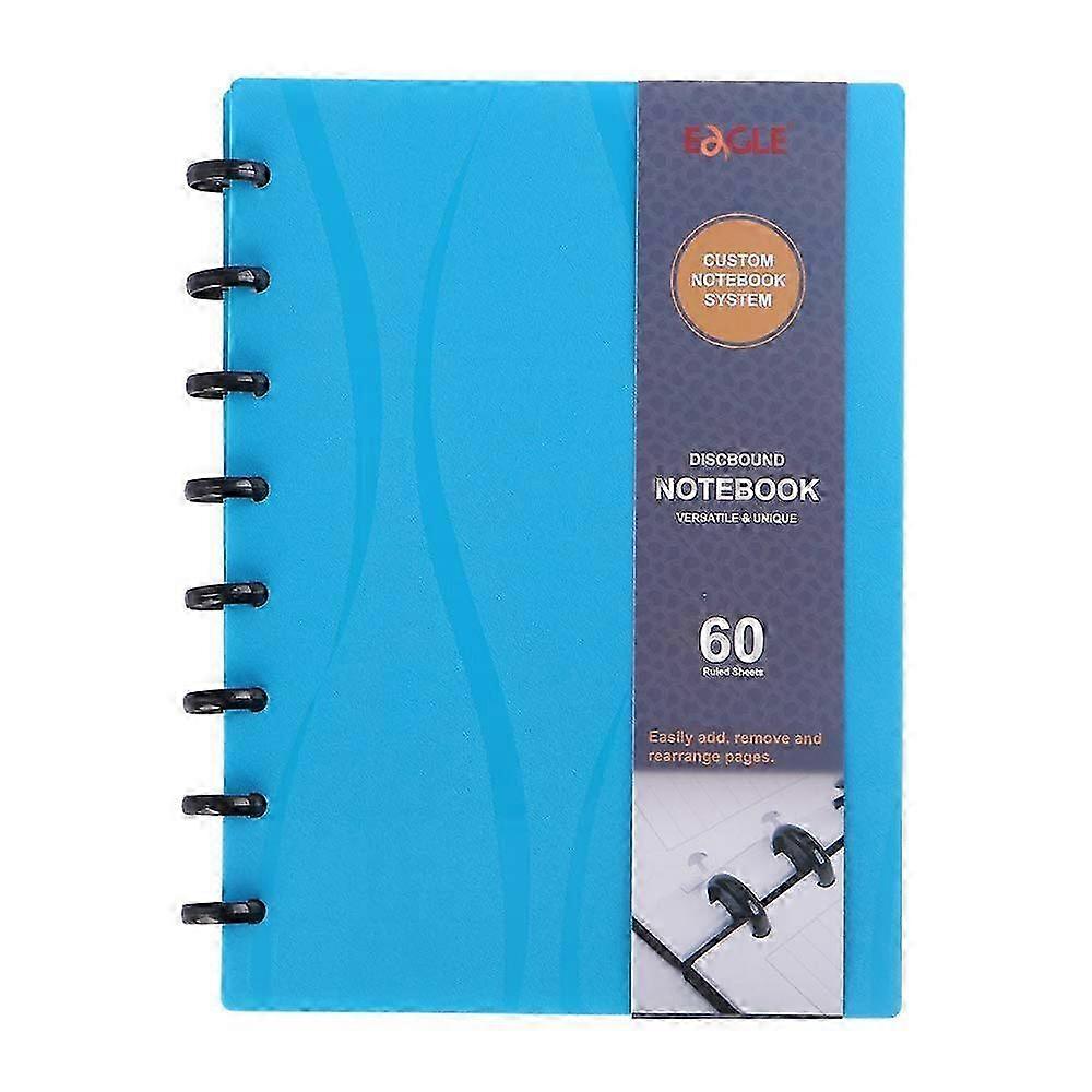 Junior size blue discbound notebook with poly cover, 60 sheets 2025