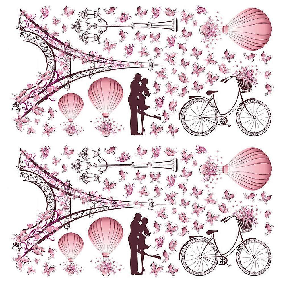 Valentine Decorative Decal for Decor Use 2 Sheets Eiffel Tower PVC Material