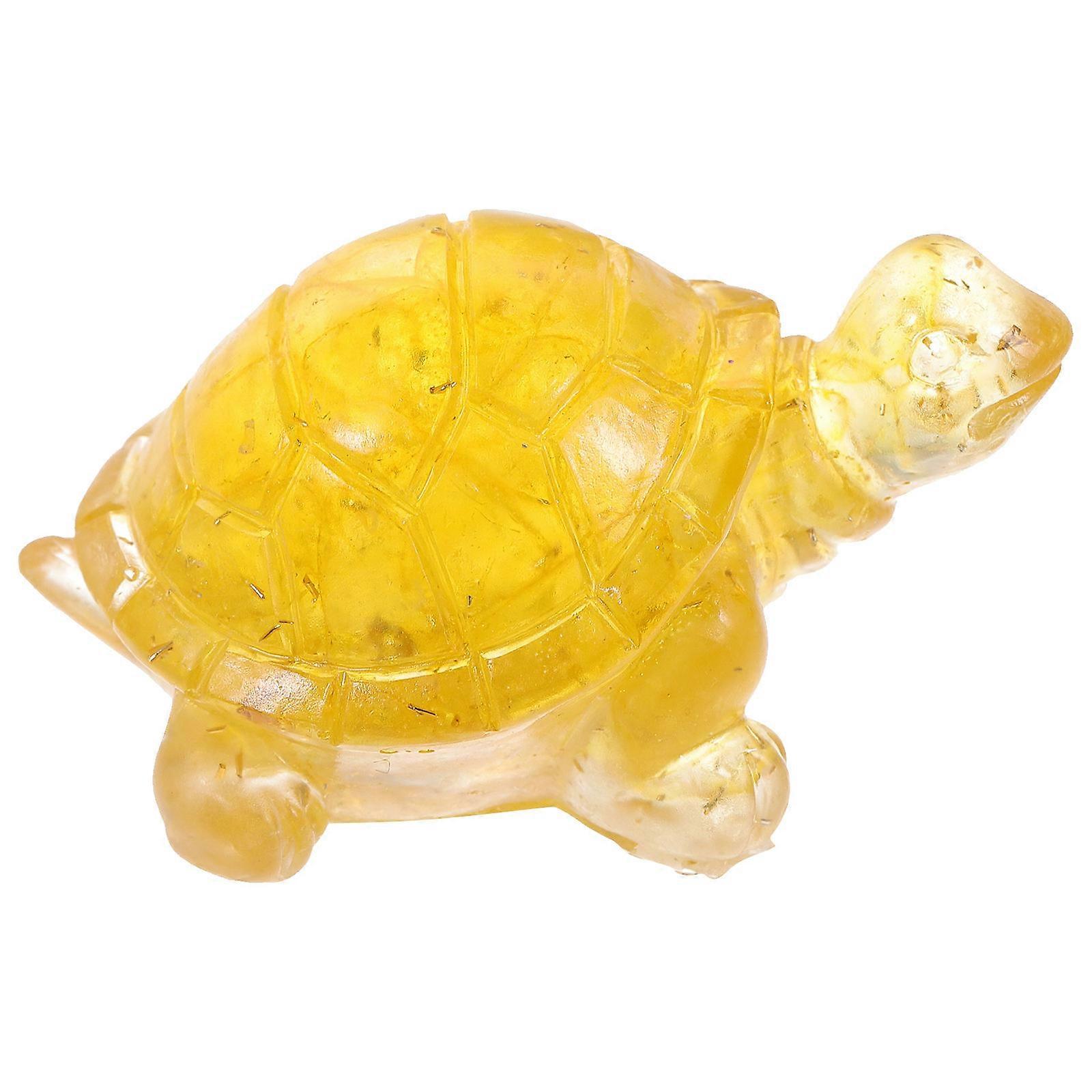 Crystal Turtle Decoration for Home 3Pcs Yellow Resin Figure Set