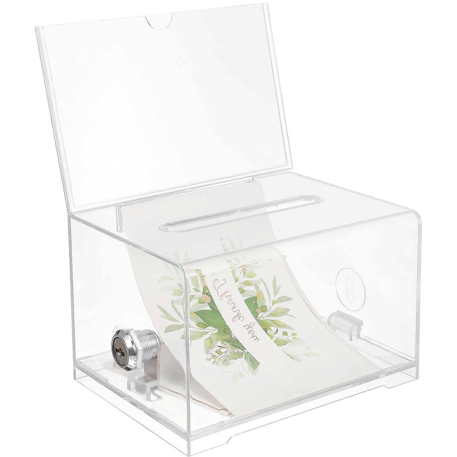 Clear Acrylic Suggestion Box for Donation Use with 2Pcs Ballot Cases