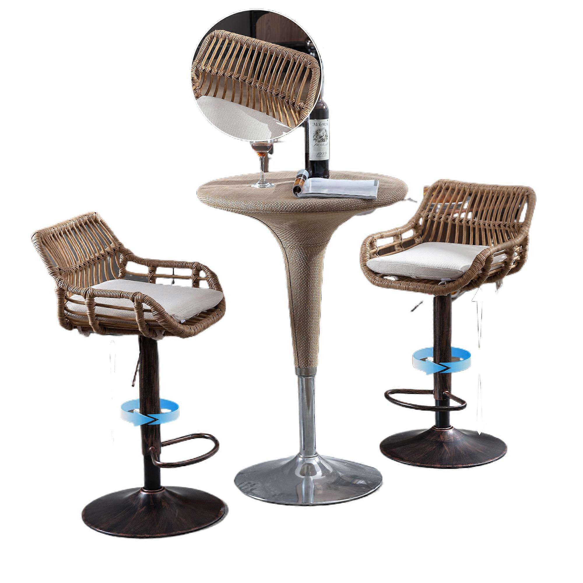 Set of 2 Adjustable Modern Beige Kitchen Bar Stools
