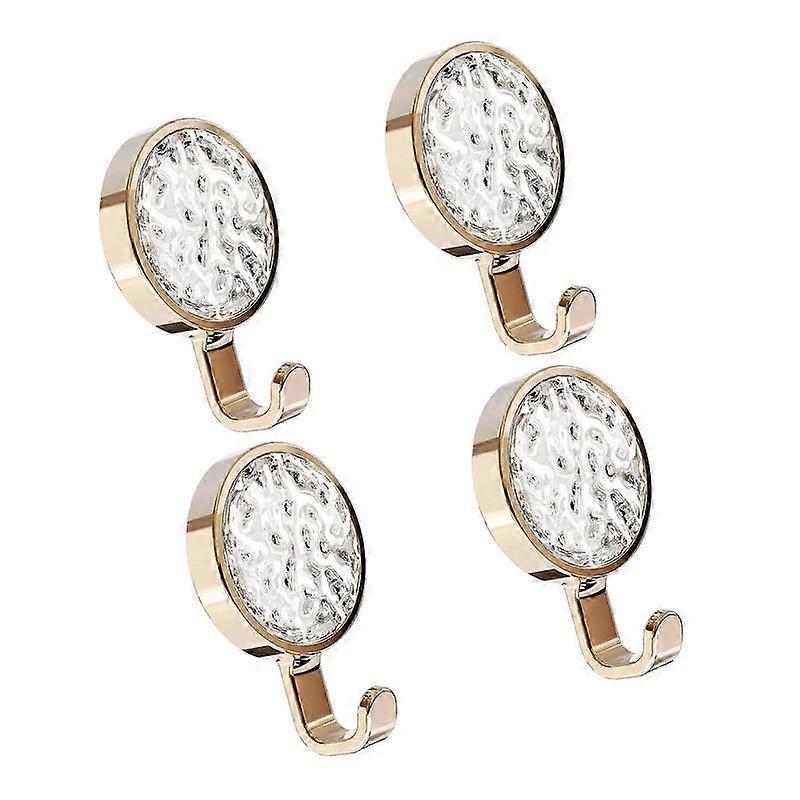 4pcs Metal Bathroom Hooks Easy Installation Rustproof Adhesive Wall Hooks Suitable For Multiple Rooms Gold Color Finish