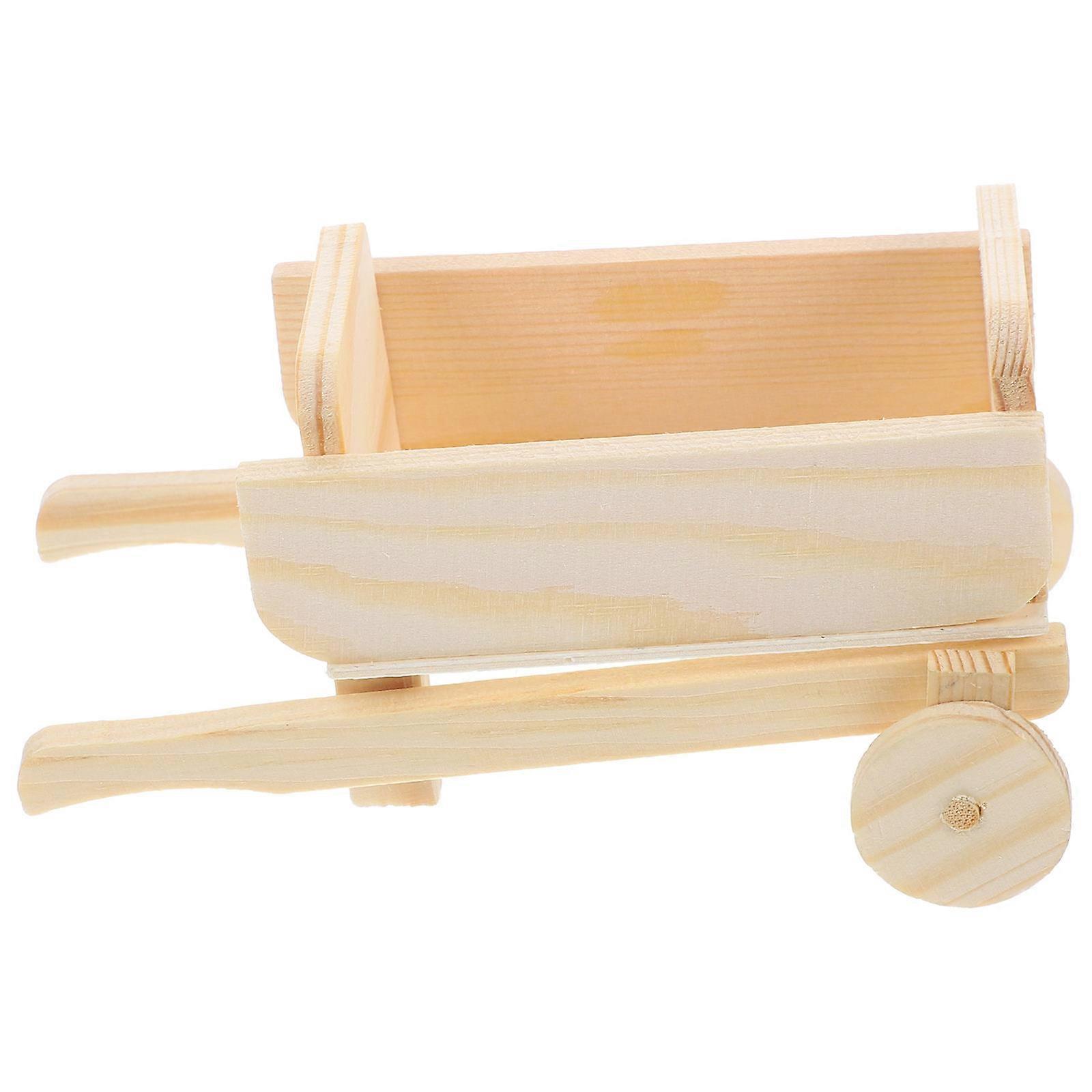 Miniature Cart Wooden Model for DIY Assembly 6Pcs Small Trolley Home Decoration