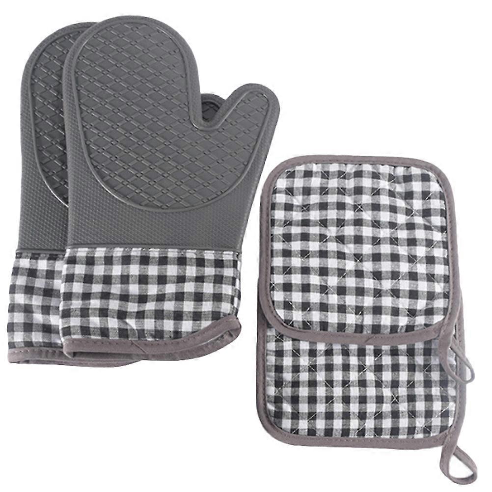Pot Resistant Oven Mitts High Temperature Protection For Cooking Serving 2 Sets