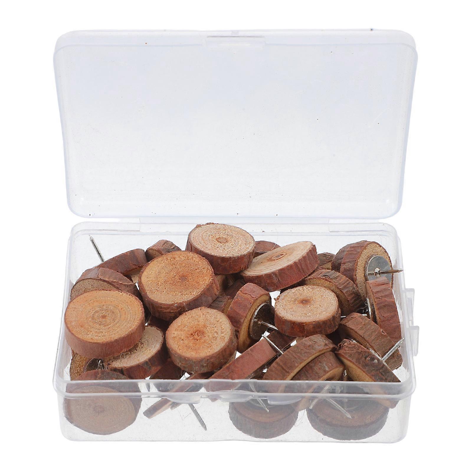 Brown Wooden Round Head Pins for Holding Items 120Pcs Push Pins for Map