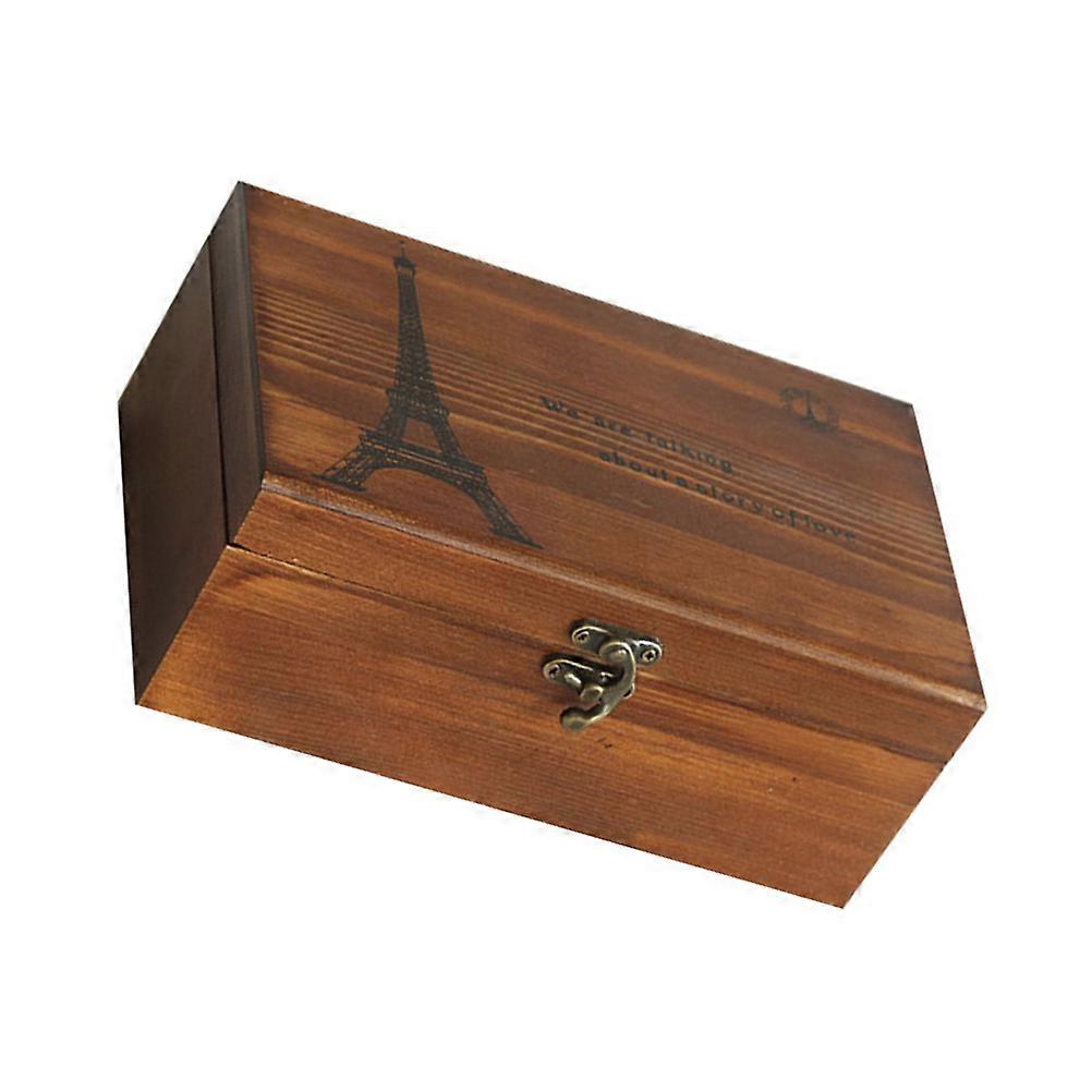 Brown Needlework Box Sewing Box for Storage Use with Safety Lock