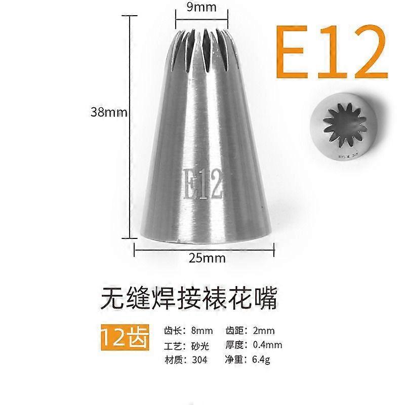 304 stainless steel decorating nozzle 6 teeth with numbered seamless welding