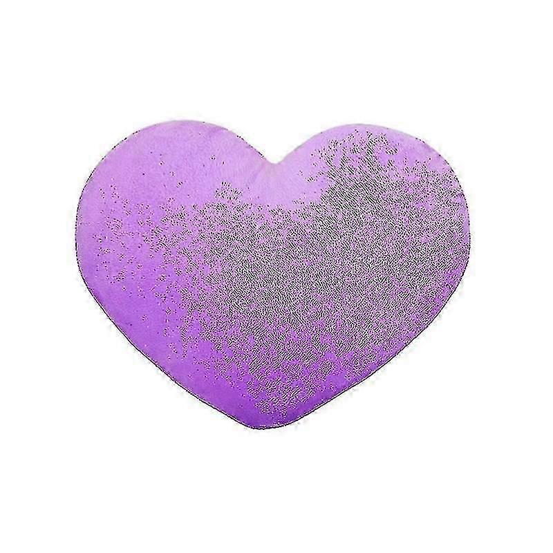 Fluffed throw pillow heart -shaped (Purple)