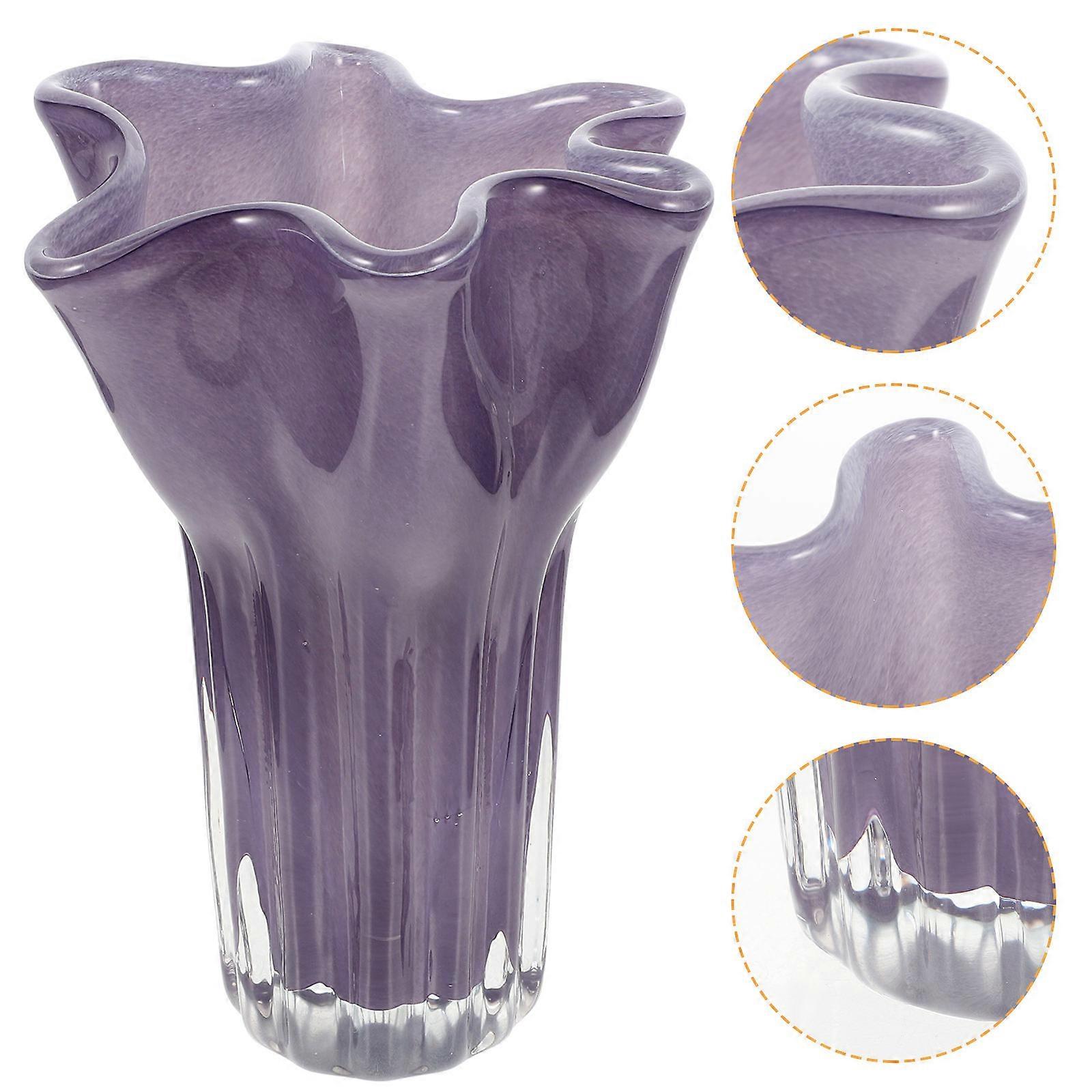 Hydroponic Flower Holder 2Pcs Simple Glass Container Perfect for Home Decor Featuring Purple Color and Flat Bottom Design