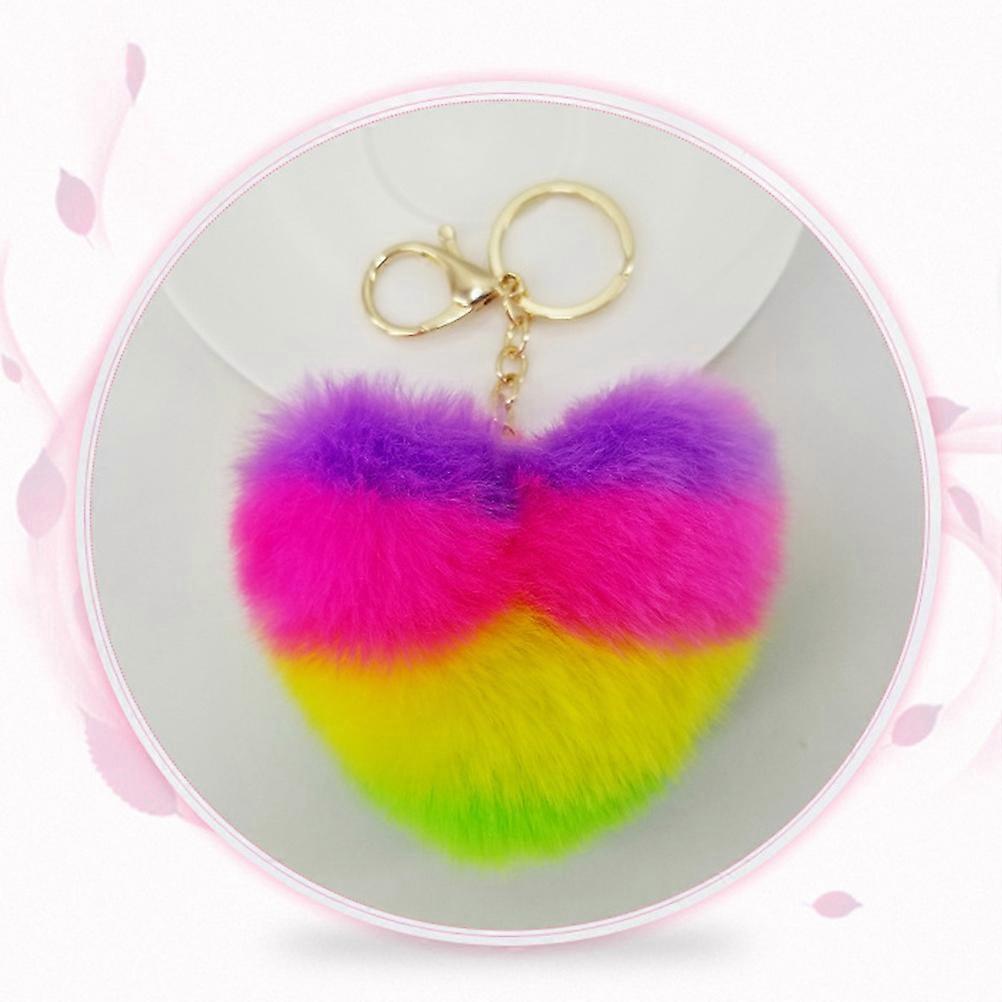Creative Beautiful Plush Keyring For Key Bag And Car Key Fashionable Heart Shape Pendant 2Pcs
