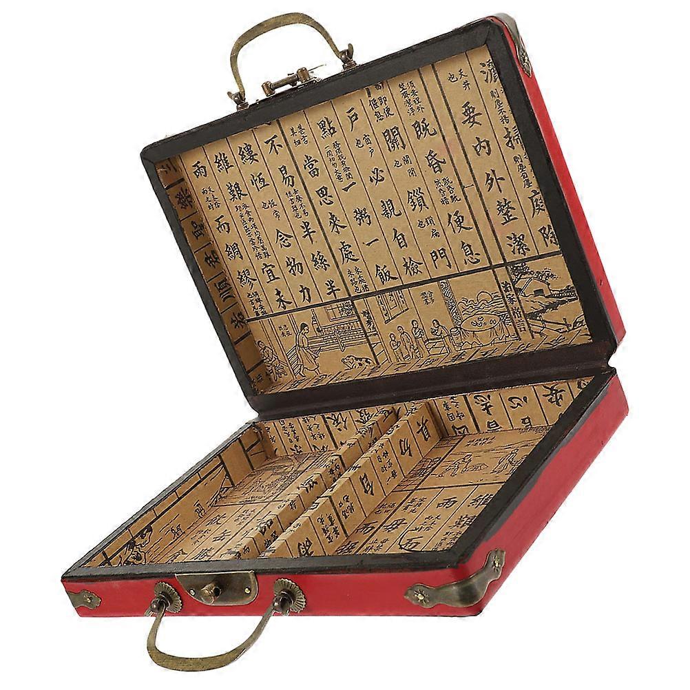 3Pcs Vintage Mahjong Storage Box For Home And Outdoor Use Lightweight Red Rectangular Sturdy Storage Solution